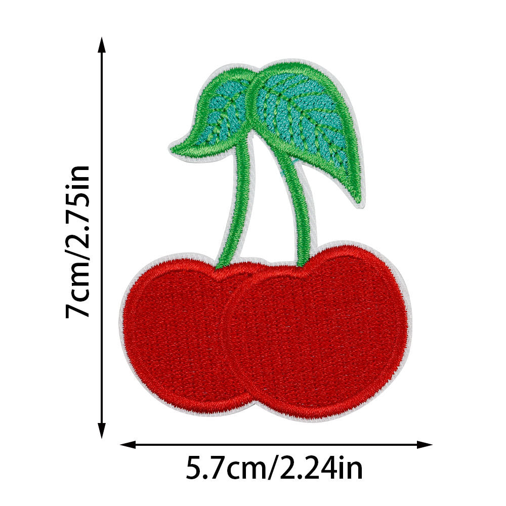 Wholesale  Cherry Embroidered Cloth Sticker No-sewing Girl' s Down et Patch Sticker Holes Sticker Large